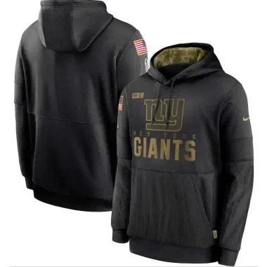 Men's New York Giants Nike Black 2020 Salute to Service Sideline Performance Pullover Hoodie