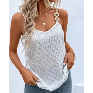 Metal Decor Allover Sequin Cami Top