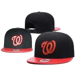 Nationals Team Logo Black Red Adjustable Hat GS