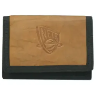 New Jersey Nets Leather/Nylon Embossed Tri-Fold Wallet