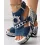 Newspaper Rhinestone Gear Pattern Slingback Platform Wedge Sandals