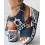 Newspaper Rhinestone Gear Pattern Slingback Platform Wedge Sandals