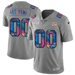 Nike Cincinnati Bengals Customized Men\'s Multi-Color 2020 Crucial Catch Vapor Untouchable Limited Jersey Grey Heather