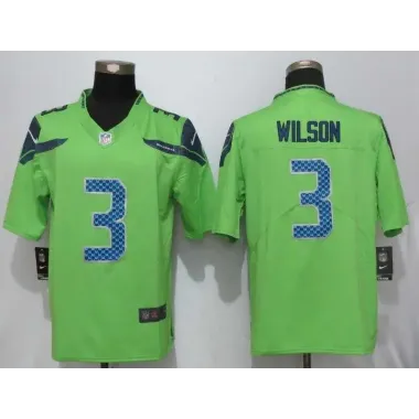 Nike Limited Seattle Seahawks #3 Wilson Green Color Rush Stitched NFL Jersey