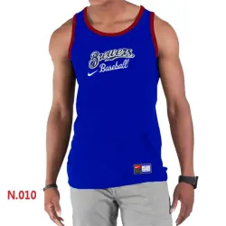 Nike Milwaukee Brewers Home Practice men Tank Top Blue