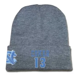 North Carolina Tar Heels #13 Kanler Coker Gray College Basketball Knit Hat