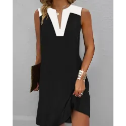 Notch Neck Sleeveless Casual Dress