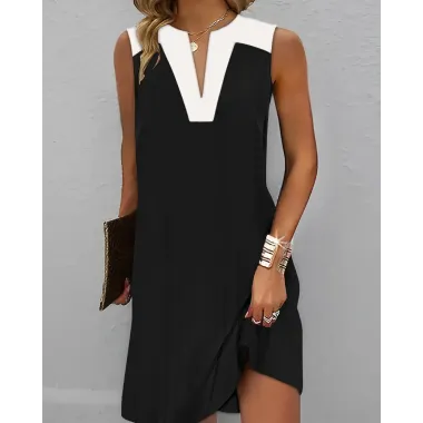 Notch Neck Sleeveless Casual Dress