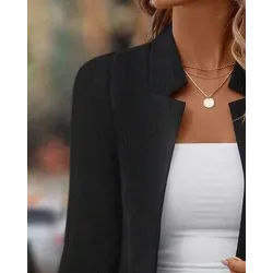 Notched Collar Long Sleeve Blazer Coat