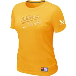 Oakland Athletics Nike Women\'s Yellow Short Sleeve Practice T-Shirt