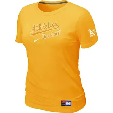 Oakland Athletics Nike Women's Yellow Short Sleeve Practice T-Shirt