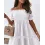 Off Shoulder Frill Hem Shirred Flowy Swing Dress