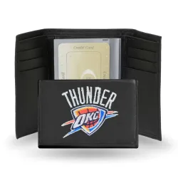 Oklahoma City Thunder Embroidered Leather Tri-Fold Wallet - Special Order