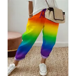 Ombre Drawstring Cuffed Pants