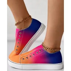 Ombre Eyelet Slip On Canvas Sneakers