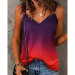 Ombre V-Neck O-ring Cami Top