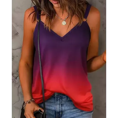 Ombre V-Neck O-ring Cami Top