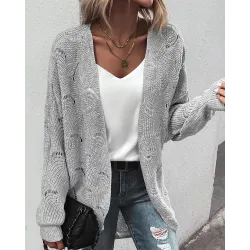 Open Front Long Sleeve Knit Cardigan