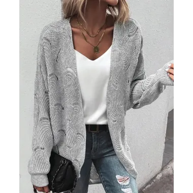 Open Front Long Sleeve Knit Cardigan