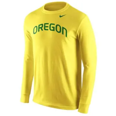 Oregon Ducks Nike Wordmark Long Sleeve WEM T-Shirt - Yellow