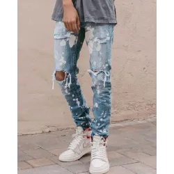 Paint scattered Ripped Slim-Fit Jeans