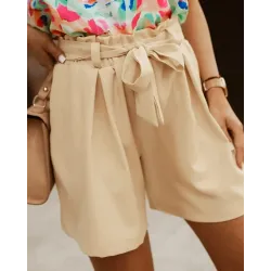 Paper Bag Waist Belted Shorts