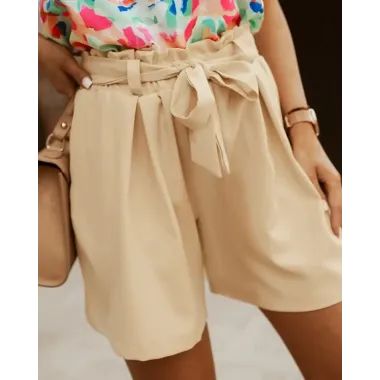 Paper Bag Waist Belted Shorts