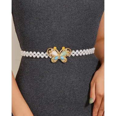 Pearls Butterfly Pattern Waist Chain Belt