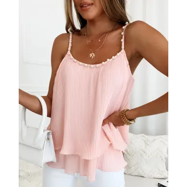 Pearls Decor Layered Cami Top