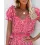 Pink Ditsy Floral Print Puff Sleeve Ruffles Casual Dress