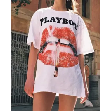 Playboy Lip Print T-Shirt