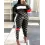 Plus Size Geometric Print Colorblock Sweatshirt & Striped Sweatpants Set