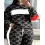 Plus Size Geometric Print Colorblock Sweatshirt & Striped Sweatpants Set