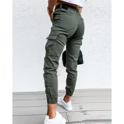 Pocket Design High Waist Cargo Pants