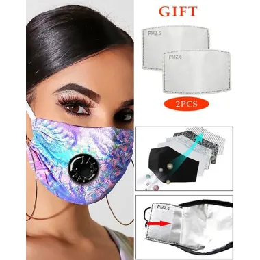 Print Breathing Washable Valve Face Mask (2 filters as gift)