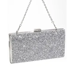 Rhinestone Chain Strap Evening Clutch Bag