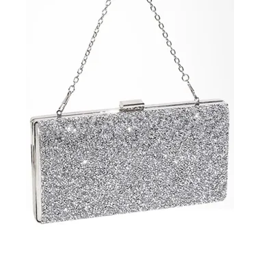 Rhinestone Chain Strap Evening Clutch Bag