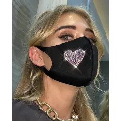 Rhinestone Heart Shaped Washable Reusable Breathable Face Mask