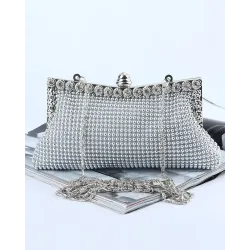 Rhinestone Removable Chain Strap Evening Handbag