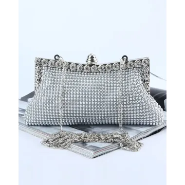 Rhinestone Removable Chain Strap Evening Handbag