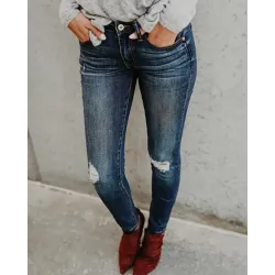 Ripped Skinny Denim Jeans Pencil Pants