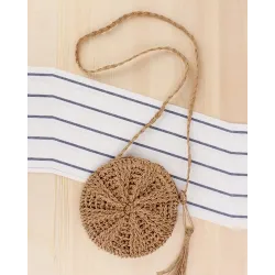 Round Shaped Tassel Braided Straw Bag