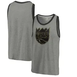 Sacramento Kings Fanatics Branded Camo Collection Prestige Tri-Blend Tank Top - Heathered Gray