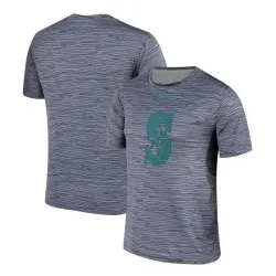 Seattle Mariners Gray Black Striped Logo Performance T-Shirt