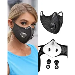 Solid Breathing Washable 2 Valves Face Mask (1 filters as gift)