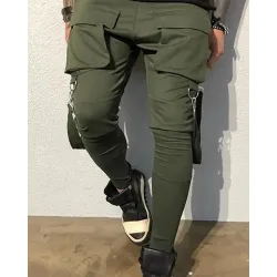 Solid Color Pocket Sports Pants