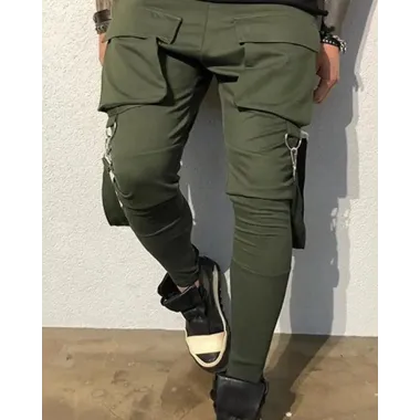 Solid Color Pocket Sports Pants