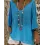 Solid Deep V-Neck Casual Pullover Blouse