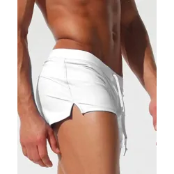 Solid Skinny Drawstring Boxer Beach Shorts