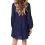 Solid V-Neck Long Sleeve Casual Dress